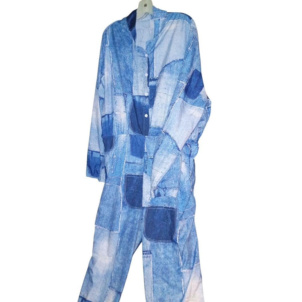 Stylish Blue Patchwork Jumpsuit Size 4x - image 7